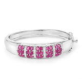 6.65 Carat Genuine Ruby and White Topaz .925 Sterling Silver Bracelet