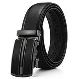 Barbados Men's Solid Buckle Leather Belt with Automatic Ratchet