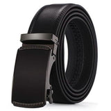 Barbados Men's Solid Buckle Leather Belt with Automatic Ratchet