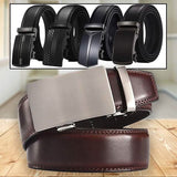 Barbados Men's Solid Buckle Leather Belt with Automatic Ratchet