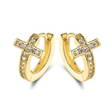 Barzel Crystal Cross Earrings Made with 18K Gold Plating and Swarovski Crystals