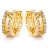 Barzel Double Encrusted Greek Key Hoop Earrings in Swarovski Crystal