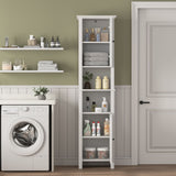 Bathroom Floor Storage Cabinet with 2 Doors Living Room Wooden Cabinet with 6 Shelves 15.75 x 11.81 x 66.93 inch