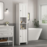 Bathroom Floor Storage Cabinet with 2 Doors Living Room Wooden Cabinet with 6 Shelves 15.75 x 11.81 x 66.93 inch