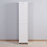 Bathroom Floor Storage Cabinet with 2 Doors Living Room Wooden Cabinet with 6 Shelves 15.75 x 11.81 x 66.93 inch