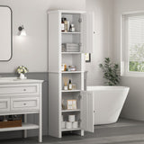 Bathroom Floor Storage Cabinet with 2 Doors Living Room Wooden Cabinet with 6 Shelves 15.75 x 11.81 x 66.93 inch