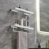 Bathroom Shelves Wall Mounted Glass Shelves for Bathroom Floating Shelf with Towel Holder Glass Shower Shelf 2 Tier Bathroom Wall Organizer