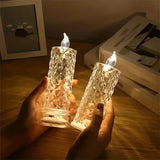 Battery-Powered LED Candle Lamp With Rose Pattern Refraction Halo Projection