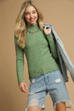 Umgee Textured Crinkle Knit Long Sleeve Top