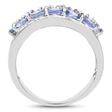 2.76 Carat Genuine Tanzanite and White Topaz .925 Sterling Silver Ring