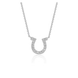 14k White Gold Horseshoe Design Diamond Pendant