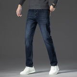 High-end Mens Straight-leg, Relaxed-fit, Plus-size Business Casual Jeans