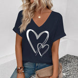 Womens Stylish Printed Slim-fit Short-sleeve Top