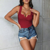 Summer Slim-fit Short Tank Top In Solid Color