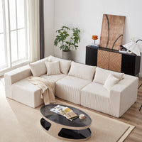 104-Inch Corduroy Modular L Shaped Sectional Sofa,Luxury Floor Couch Set,Upholstered Indoor Furniture,Foam-Filled Compressed Sofa for Living Room,Bedroom,4 PC Free Combination
