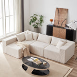 104-Inch Corduroy Modular L Shaped Sectional Sofa,Luxury Floor Couch Set,Upholstered Indoor Furniture,Foam-Filled Compressed Sofa for Living Room,Bedroom,4 PC Free Combination