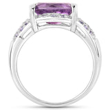 3.08 Carat Genuine Amethyst and Tanzanite .925 Sterling Silver Ring
