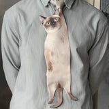 Lifeless Yet Lovable Printed Shirt Collar With Cat Tie