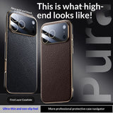 Genuine Leather Litchi-pattern Fully Wrapped Drop-proof Phone Case