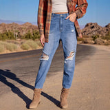 Elastic Washed Jeans From Europe And The US