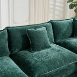 Cloud 3 Seats Sofa (Ottoman is not included) Chenille Fabric in Green
