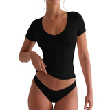 V-neck Short-sleeve Yoga Top For Workouts