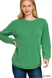 Zenana Full Size Raised Rib Round Neck Long Sleeve Top Plus Size