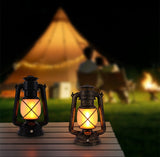 LED Rechargeable Table Lamp, Retro Flame Table Lamp For Outdoor Camping And Bars, Portable Hanging Retro Hurricane Lantern For Tents