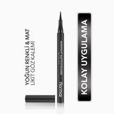 Flormar Liquid Eyeliner - Midnight Matte, Long-Lasting, Precise Application, Black