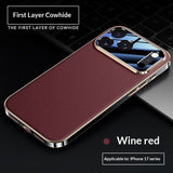 Genuine Leather Litchi-pattern Fully Wrapped Drop-proof Phone Case