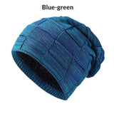 Mens Winter Knitted Hat Couples Style Warm Fleece-Lined Ear-Protecting Wool Cap