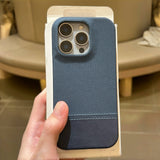 Smartphone Case In Vegan Leather With A Woven Texture And Magnetic Attachment