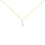 AGS Certified 14K Yellow Gold 2.0 Cttw Baguette and Brilliant Round-Cut Diamond Journey 18" Pendant Necklace (F-G Color, I1-I2 Clarity)