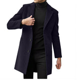 Mens Mid-length Long-sleeve Wool Coat Autumnwinter Wool Outerwear