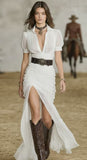 Womens Pleated Collar Button-front Short-sleeve Waist-length Dress Belt Not Included