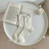 White Lace Socks Mid-calf Thin Mary Jane Shoes Scalloped Socks Versatile