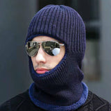 Winter Warm Unisex Dome Brimless Terry Neck Protection Thickened Flat Brim Knitted Hat