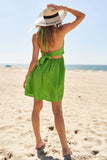 Davi & Dani Smocking Halter Neck Tie Open Back Mini Dress