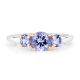 Two Tone Plated 1.07 Carat Genuine Tanzanite .925 Sterling Silver Ring