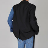 Comfortable And Versatile Denim-Panel Blazer