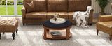 Modern Large Round Ottoman and Coffee Table 2-Tier