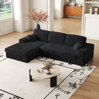 114.5'Modern Corduroy Modular foam Sofa, Recliner Seat reversible Sofa, 2-in-1 Sofa with Recliner and L-Shaped Sofa Combination with Three Cushion Neck Pillow Combination and Two Throw Pillows