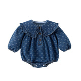 Toddler Denim Romper Triangle-style Crawling Suit Girls One-piece Dress