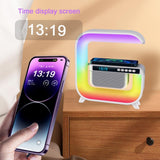 Bedside Table Lamp Bluetooth Speakers Ambient Lighting Night Light Support 15W Wireless Charging LED Desk Lamp for Bedroom Decor Family Friends Gifts