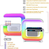 Bedside Table Lamp Bluetooth Speakers Ambient Lighting Night Light Support 15W Wireless Charging LED Desk Lamp for Bedroom Decor Family Friends Gifts
