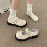 2026 New Sweet Lolita Bow Thick Heel Mary Jane Shoes Women's Thick Bottom JK Small Leather Shoes With Skirts Single Shoes