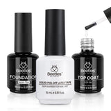 Beetles 2 Pcs 15ml No Wipe Gel Top Coat and Base Coat Set - Shine Finish and Long Lasting, Soak Off LED Nail Lamp Gel Base Top Coat Finish Nail Art Design Manicure Gifts for Women
