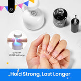beetles Gel Polish 9 In 1 Gel Nail Glue for Clear Acrylic Nail Tips 2 Pcs 15ml Long Lasting Nail Gel Kit for False Nails Tips, Base Blooming Nail Gel, U V Light Required