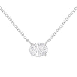IGI Certified 10K White Gold 1/2 cttw Lab Grown Oval Shape Solitaire Diamond East West 18" Pendant Necklace (E-F Color, VS1-VS2 Clarity)