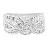 10K White Gold Diamond Bypass Ring (1 Cttw, H-I Color, I1-I2 Clarity) - Size 6-3/4